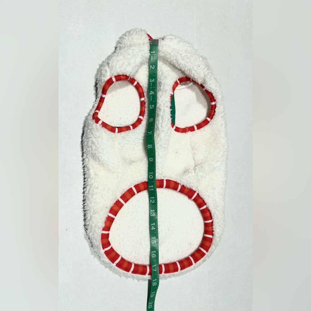 NEW Dog Vest Holiday Theme Christmas White Fuzzy Zipper Pockets Candycane Medium - Picture 9 of 9